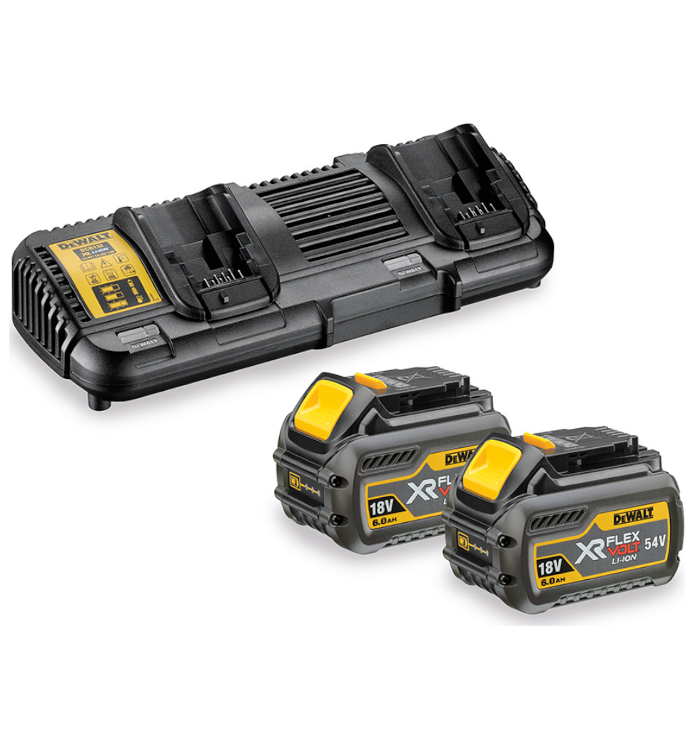 DEWALT ΦΟΡΤΙΣΤΗΣ 2 ΘΕΣΕΩΝ ΚΑΙ 2 ΜΠΑΤΑΡΙΕΣ XR FLEXVOLT 6.0AH DCΒ132Τ2