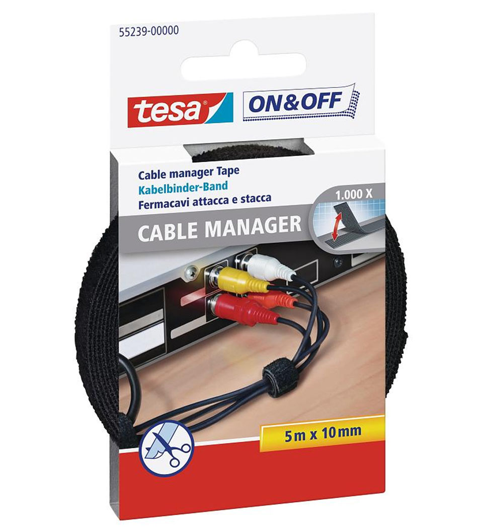 TESA ON&OFF CABLE MANAGER ΤΑΙΝΙΑ VELCRO ΓΙΑ ΚΑΛΩΔΙΑ 5m x 10mm