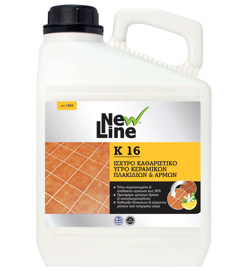NEWLINE K-16 ΙΣΧΥΡΟ ΟΞΙΝΟ ΚΑΘΑΡΙΣΤΙΚΟ ΥΓΡΟ ΚΕΡΑΜΙΚΩΝ ΠΛΑΚΙΔΙΩΝ ΚΑΙ ΑΡΜΩΝ 5LT (90397)