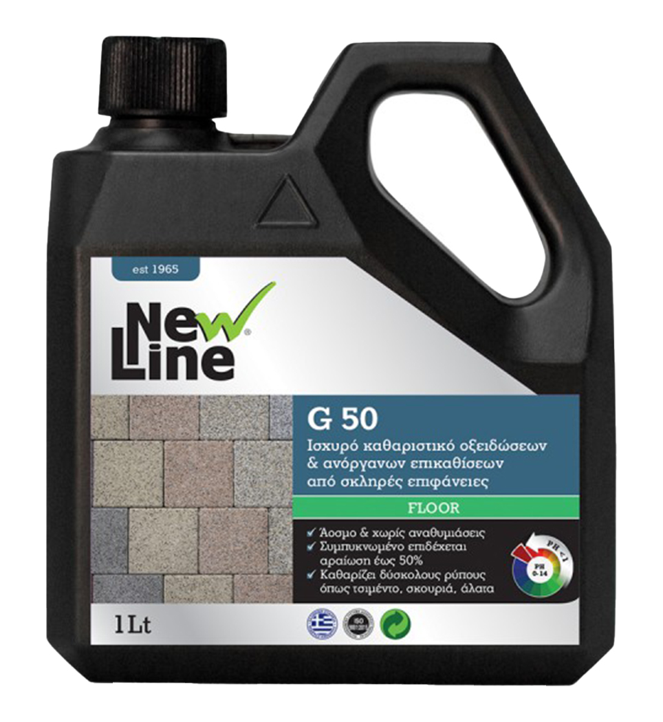NEWLINE G-50 ΙΣΧΥΡO ΚΑΘΑΡΙΣΤΙΚO ΟΞΕΙΔΩΣΕΩΝ ΚΑΙ ΑΝΟΡΓΑΝΩΝ ΕΠΙΚΑΘΙΣΕΩΝ ΑΠΟ ΣΚΛΗΡΕΣ ΕΠΙΦΑΝΕΙΕΣ 1LΤ (90656)