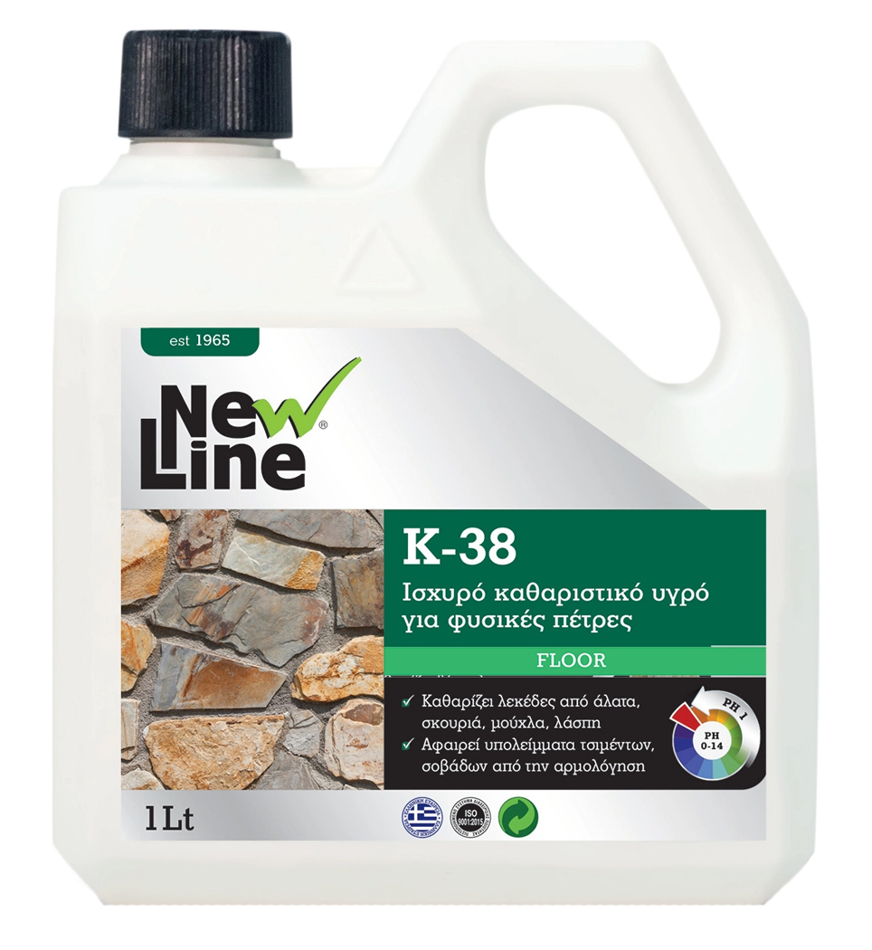 NEWLINE K-38 ΙΣΧΥΡΟ ΚΑΘΑΡΙΣΤΙΚΟ ΥΓΡΟ ΓΙΑ ΦΥΣΙΚEΣ ΠEΤΡΕΣ 1LT (90008)
