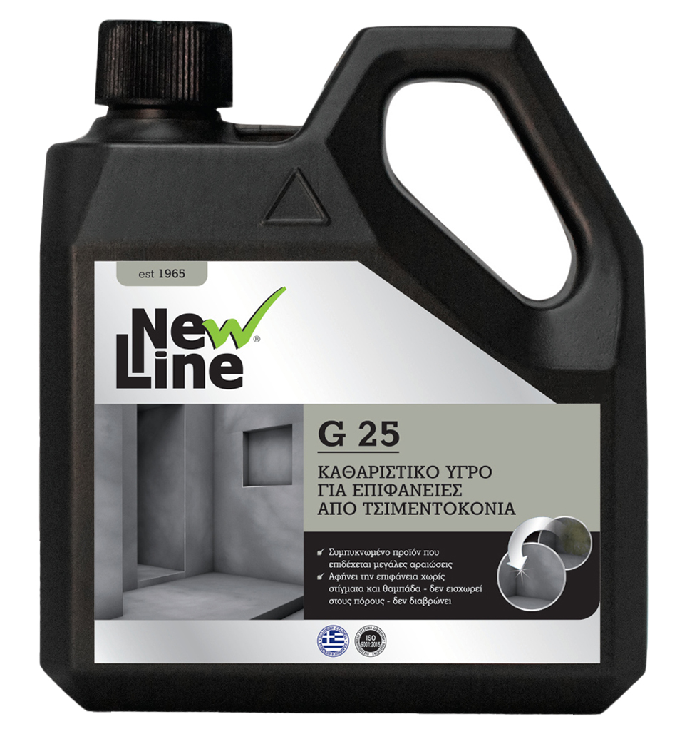 NEWLINE G-25 ΚΑΘΑΡΙΣΤΙΚΟ ΥΓΡΟ ΓΙΑ ΕΠΙΦAΝΕΙΕΣ ΑΠΟ ΤΣΙΜΕΝΤΟΚΟΝΙΑ 1LT (90630)