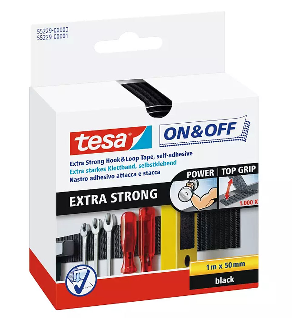 TESA ΤΑΙΝΙΑ ΧΡΙΤΣ ΧΡΑΤΣ ON & OFF EXTRA STRONG ΜΑΥΡΗ