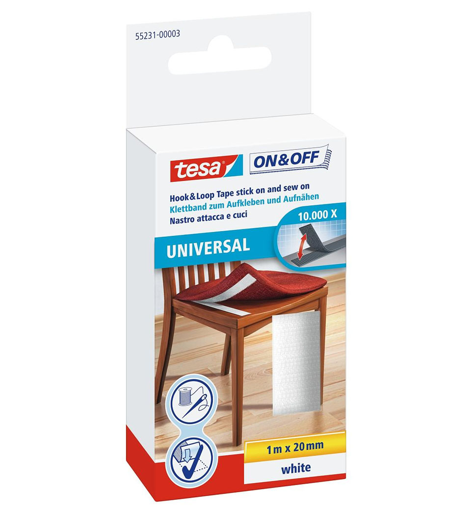 TESA ON & OFF ΓΕΝΙΚΗΣ ΧΡΗΣΗΣ ΓΙΑ ΥΦΑΣΜΑΤΑ ΛΕΥΚΟ 1m x 20mm