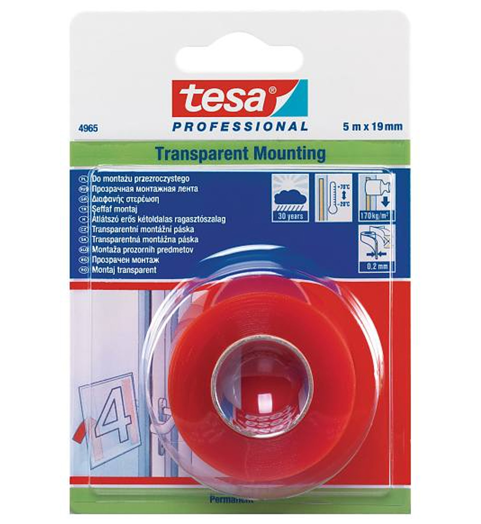 TESA PROFESSIONAL TRANSPARENT MOUNTING ΑΥΤΟΚΟΛΛΗΤΗ ΤΑΙΝΙΑ ΔΙΠΛΗΣ ΟΨΗΣ ΔΙΑΦΑΝΗ 5m x 19mm